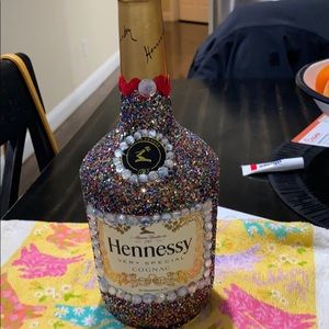 Glittered empty Hennessy bottle